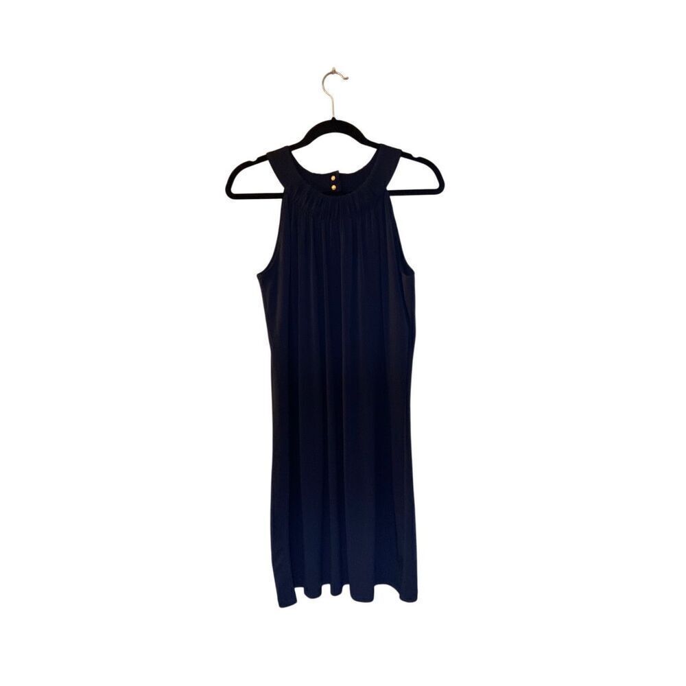 Calvin Klein women’s ruched collar Sleeveless kneelength blue dress size small